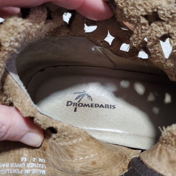 DROMEDARIS Kenza Ankle Boots Booties Leather Cut Out Rustic Brown Women 38EU 7US - Picture 10 of 14